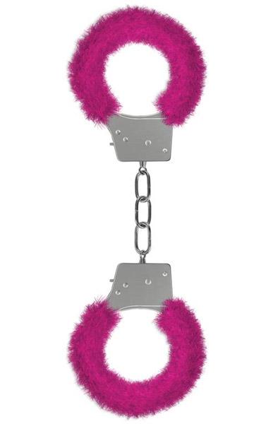 Ouch Beginners Handcuffs Furry Pink Rosa handbojor