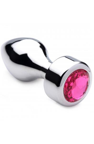 Booty Sparks Aluminum Butt Plug With Pink Crystal Medium Analplugg metall