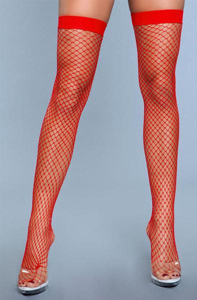 BeWicked Fishnet Stockings Red S/M/L Fishnet Stay ups