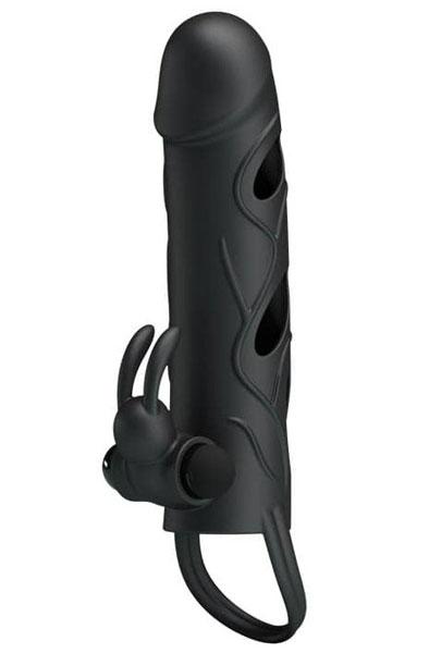 Pretty Love Penis Sleeve With Ball Strap Penisöverdrag med vibration