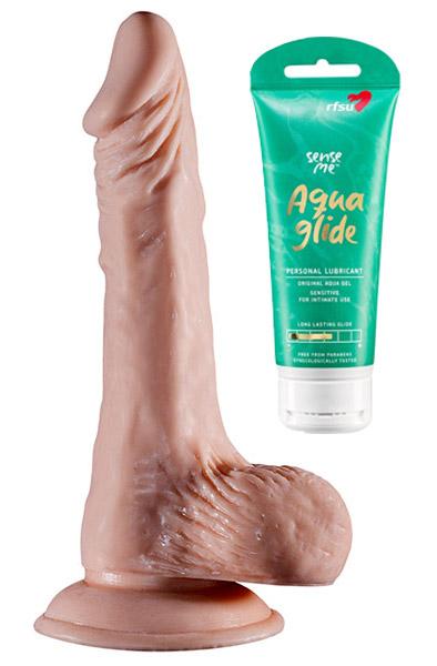 Realistic Dildo 17 cm + Aqua Glide 100ml Paketerbjudande