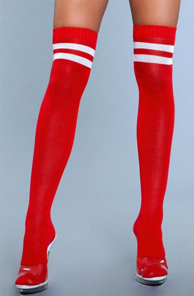 BeWicked Going Pro Thigh High Stockings Red One Size Stay-ups