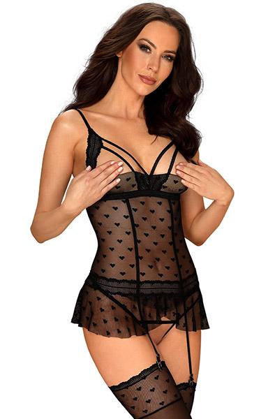 Obsessive Heartia Corset Black S/M Sexiga underkläder