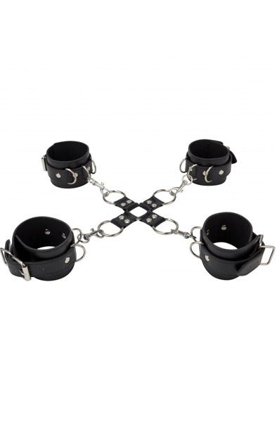 Shots Leather Hand & Legcuffs Black Hand och fotbojor