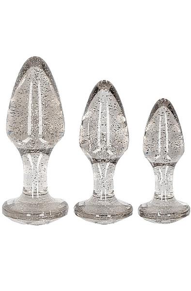 Acrylic Silverchip Butt Plug Set Silver Analpluggar paket