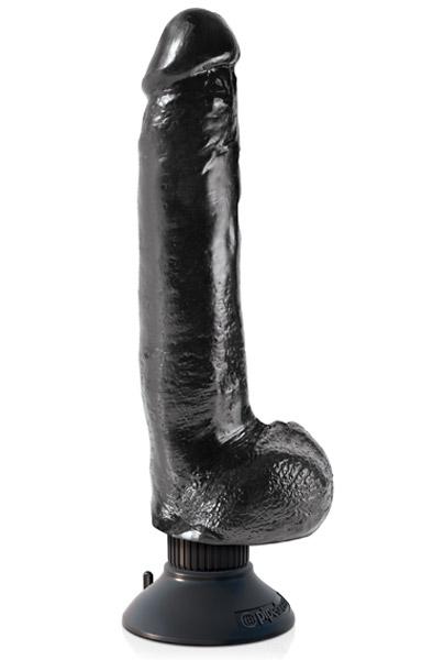 King Cock Vibrating Cock with Balls Black 23 cm Dildo med vibrator