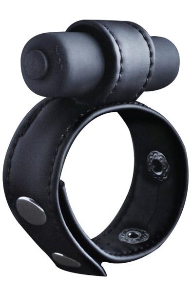 Shots Leather Cock Ring Black Pungvibrator