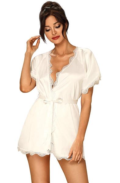 Obsessive Prima Neve Peignoir White S/M Sexig morgonrock