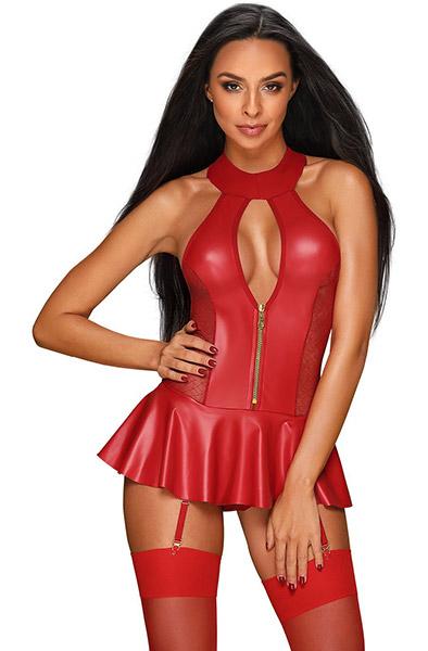 Obsessive 859-COR-3 Corset & Thong Red  S/M Sexiga underkläder