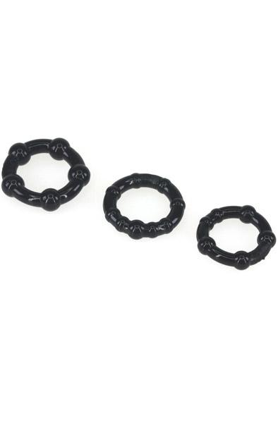 The Red Triple Beaded Ring Set Black Penisringar paket