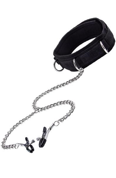 Shots Velcro Collar Black Halsband med bröstklämmor