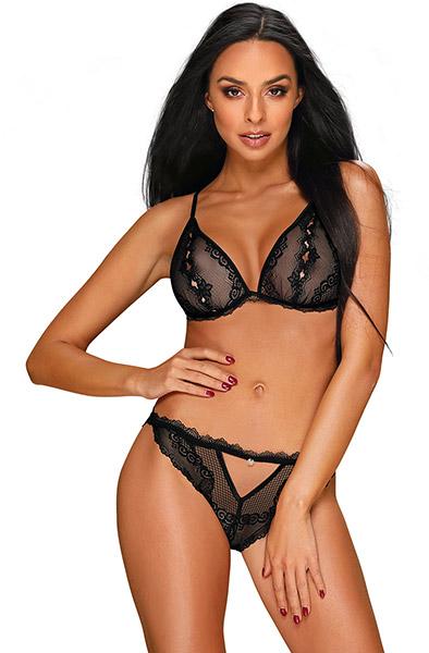 Obsessive Millagro 2-pcs Set Black S/M Sexiga underkläder