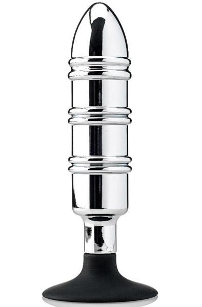 Butt Plug With Removable Black Silicone Base 16cm Analplugg metall