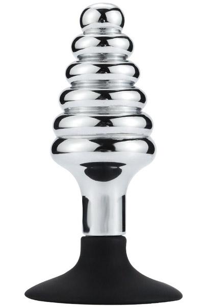 Ribbed Anal Plug With Suction Cup 10,5cm Analplugg metall