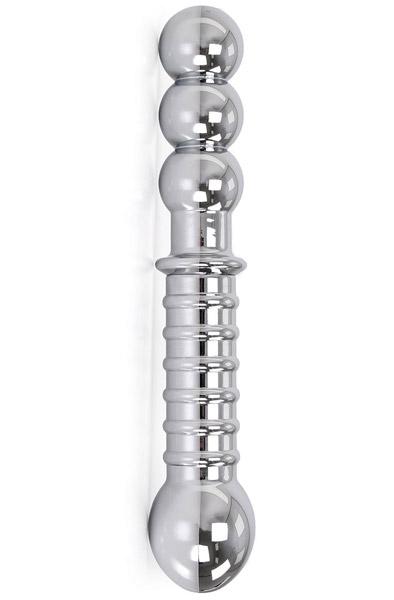Ribbed Double-ended Steel Dildo 19 cm Ståldildo