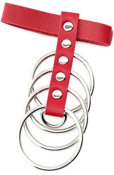 Red Artificial Leather Cockring With Metal Shaft Support 45mm Penisring