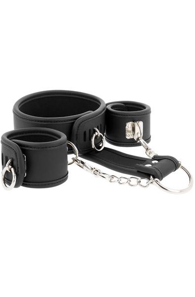 Leather & Handcuffs Vegan Leather Halsband & handbojor