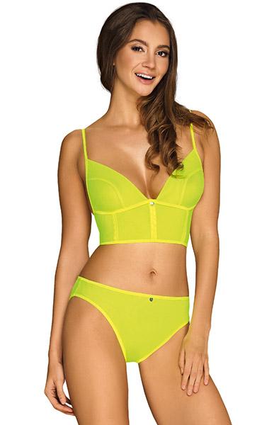 Obsessive Neonia Top & Panties Yellow L/XL Sexiga underkläder