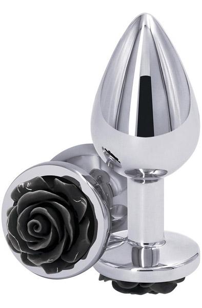 NS Novelties Rose Buttplug Medium Black Analplugg metall