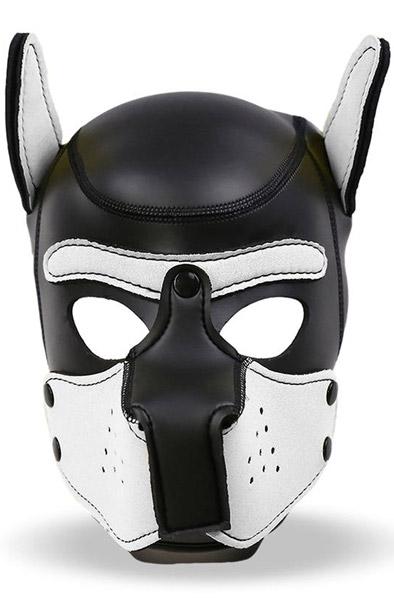 Dog Hood Removable Muzzle White/Black BDSM mask