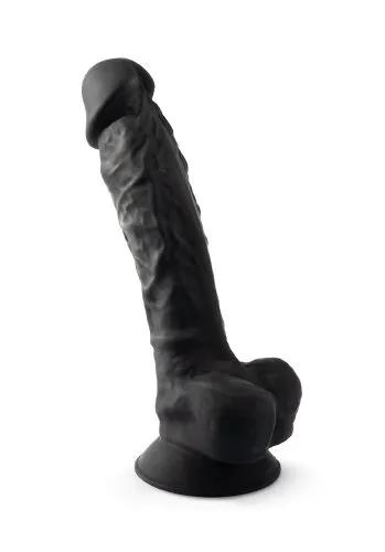 Dual Density Svart Dildo med pung 20 cm