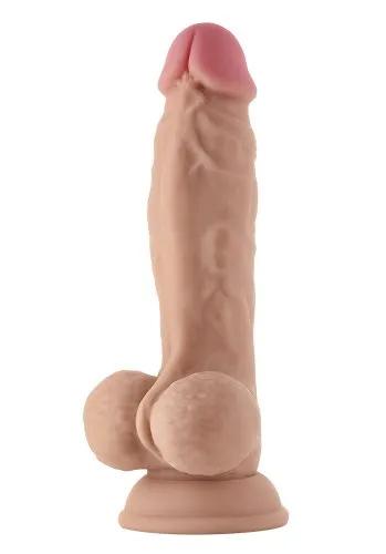 Shaft Liquid Silicone Dildo with balls Model A 9,5 Inch, Pine
