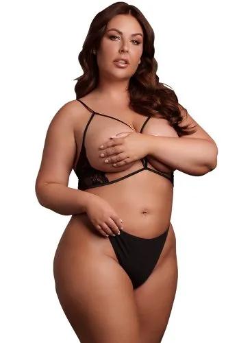 Open Cup Triangle Bra with Lace and Ajustable Sliders - Queen Size