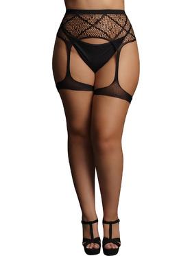 Le Désir Striped, Fishnet Garterbelt, One Size Plus