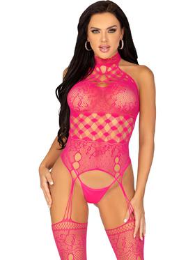 Leg Avenue High Neck Lace Bodystocking, One Size