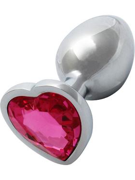 Ouch! Heart Gem Metal Butt Plug, small, silver