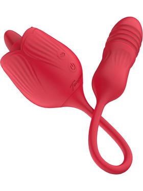 Teazers Rose Vibrator with Thrusting Dildo