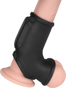 LoveToy Vibrating Knights Ring Sleeve, Silk, svart