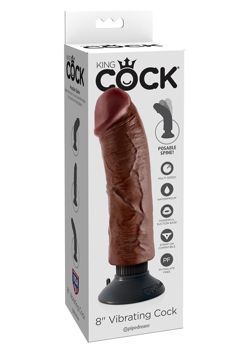 VIBRATING COCK BROWN 8 INCH