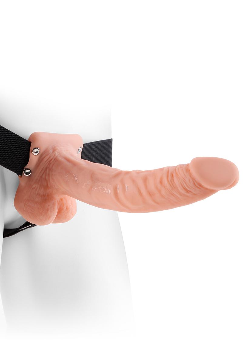 HOLLOW STRAP-ON W BALLS 9'' FLESH