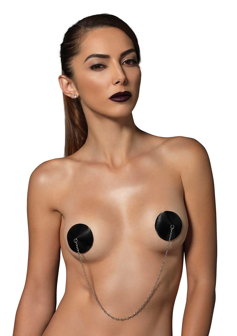 NIPPLE COVERS WITH CHAIN O/S BLACK