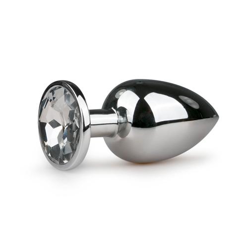 Large Metal Butt Plug No. 6 - Silver/Clear