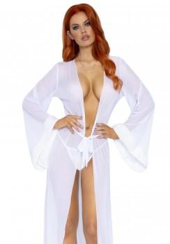 Faux fur trimmed robe &amp; string White