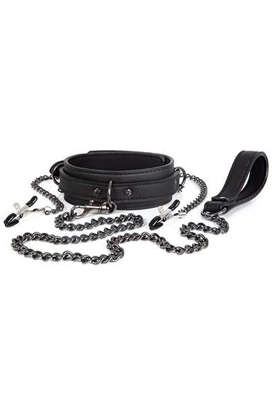 Dark Desire Collar With Nipple Clamps &amp; Leash
