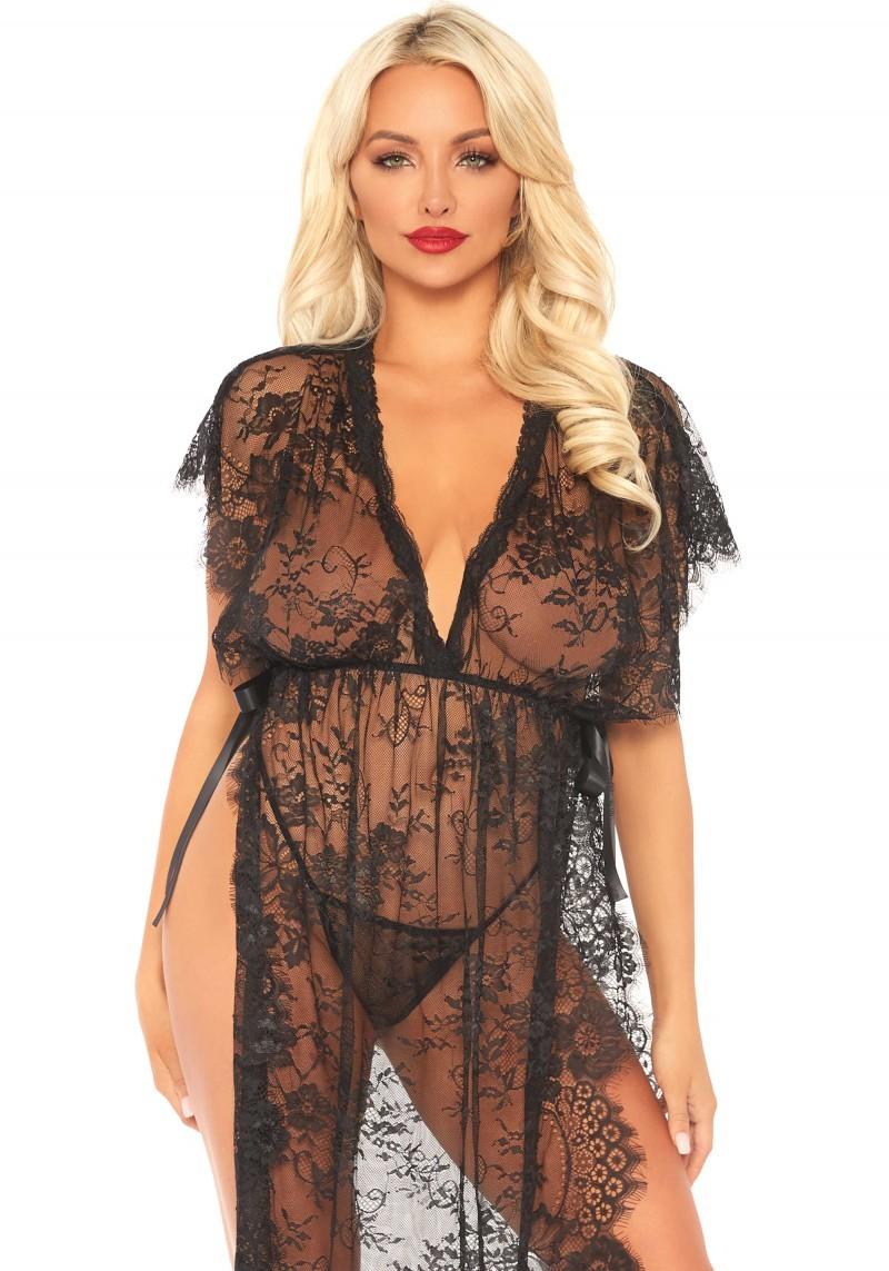 Lace kaftan robe and thong M/L