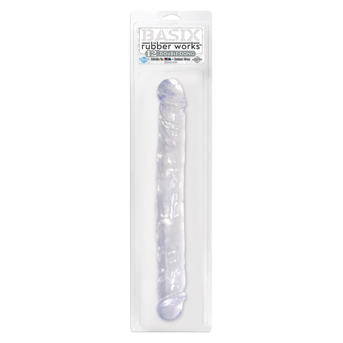 BASIX 12" DOUBLE DONG CLEAR - 30cm Lång Dubbel dildo *