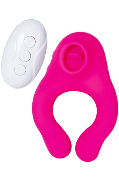 Remote Controlled Vibrating Licking Cock Ring Pink