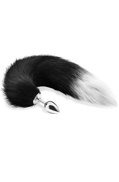 Black & White Faux Tail With Stainless Plug M Analplugg med svans