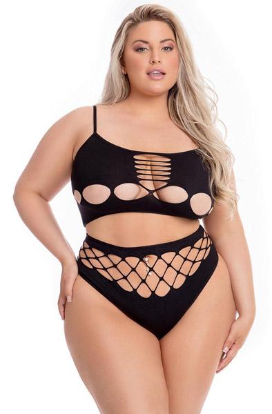 Neon Dreams 2-pcs Bra Set Black Queen Size Sexiga underkläder