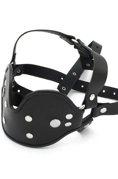 Leather Head Mounted Mouth Gag Gag med harness