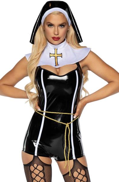 Vinyl Sinful Sister Romper M Rollspel & Maskerad
