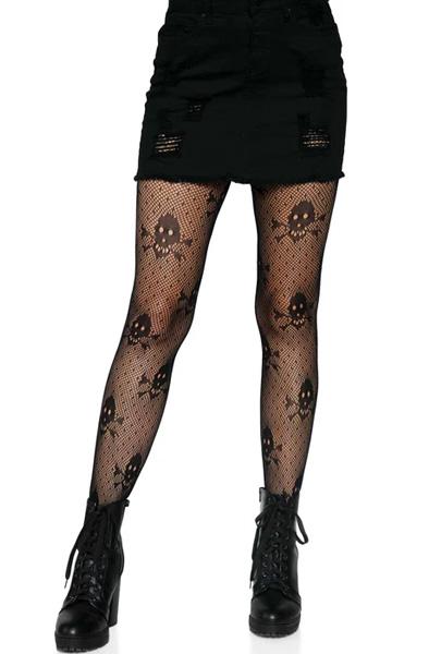 Skull Print Pantyhose Black O/S Strumpbyxor