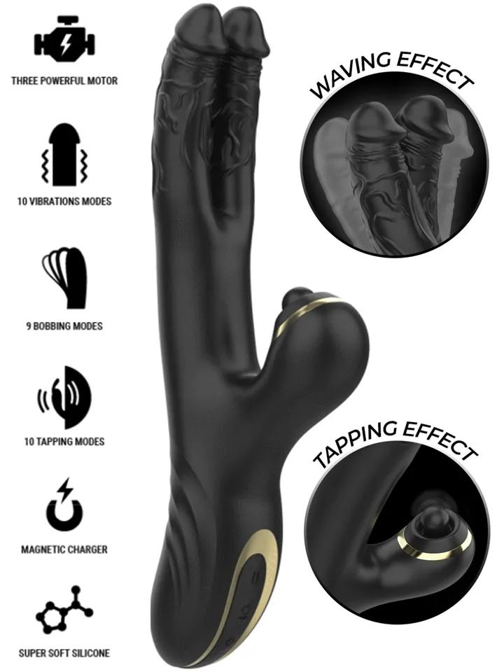 Ibiza Two Dragons Double Vibrator Black Rabbitvibrator