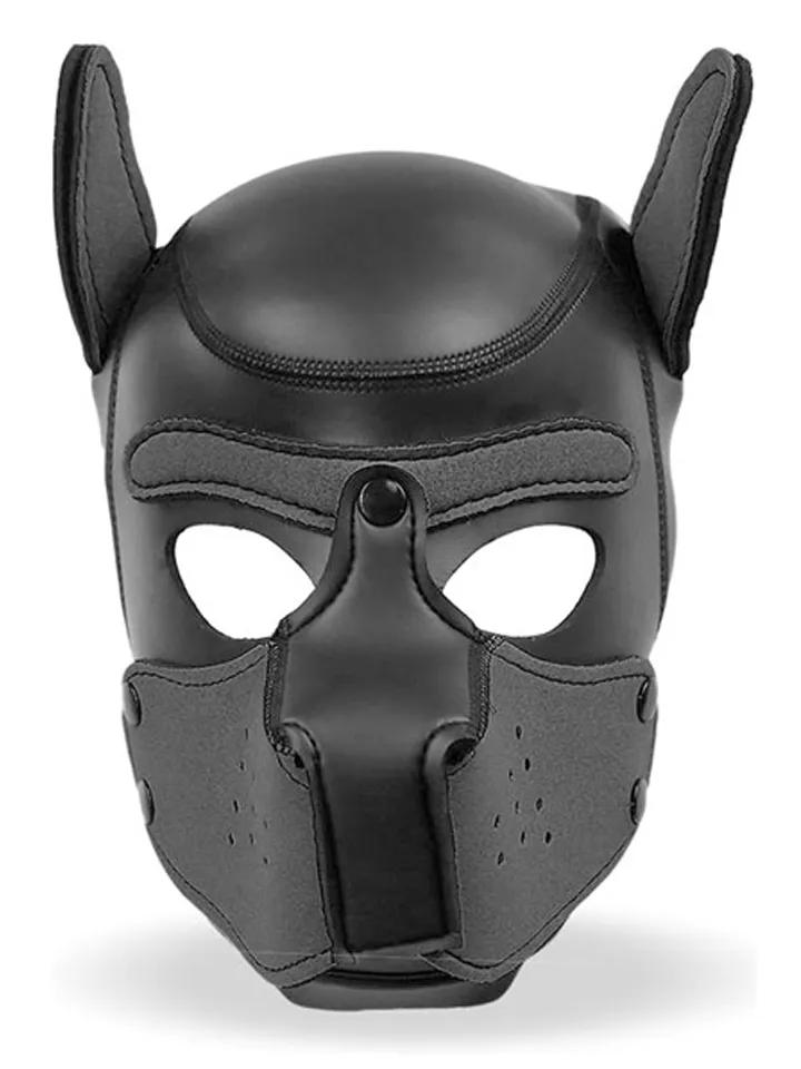Dog Hood With Removable Muzzle Black M BDSM mask