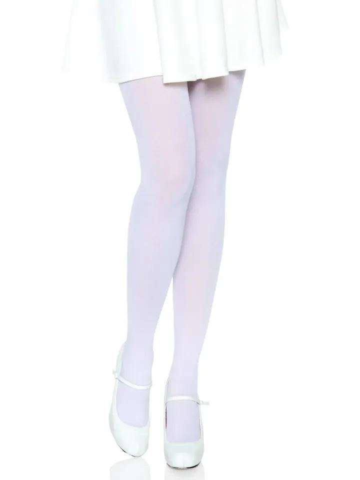 Nylon Opaque Pantyhose White O/S Strumpbyxor