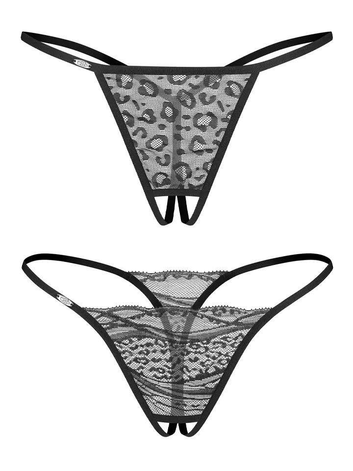 Obsessive Bianca Crotchless Thong 2-pack XXL/XXXL Trosor med öppen gren